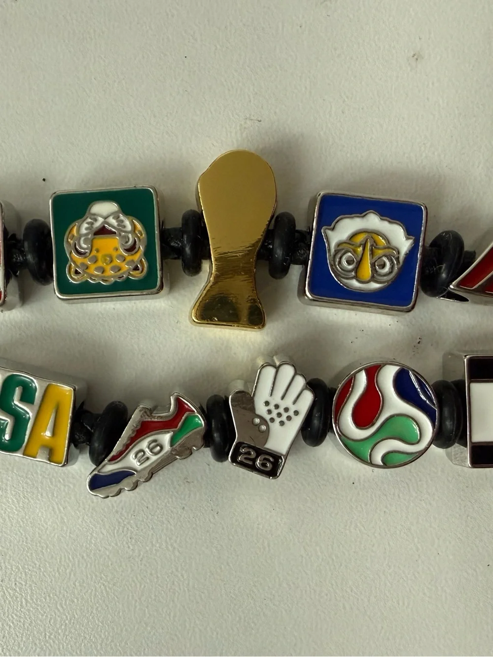 FIFA official Charm Braided Leather Bracelet - Multicolor Enamel Icons - Picture 2 of 14